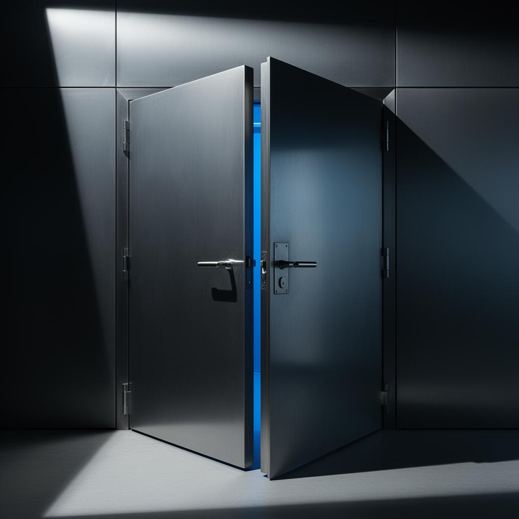 Glass shield with glowing padlock